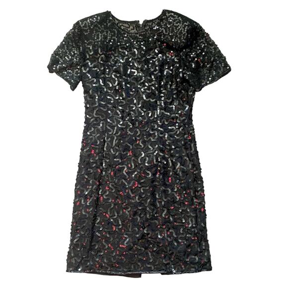 Stenay Silk Vintage Sequin Black Short Dress size 10 - Picture 1 of 15